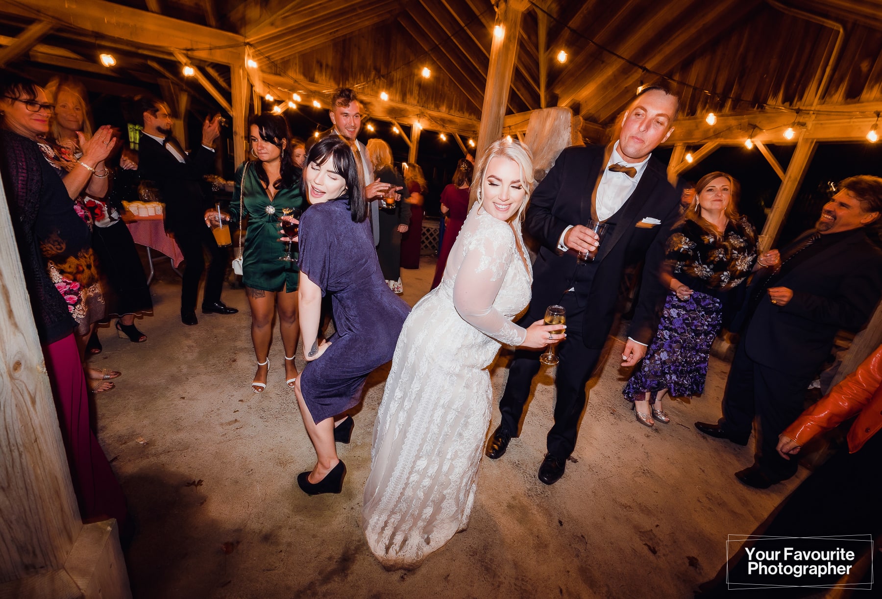 Bride dancing during wedding reception