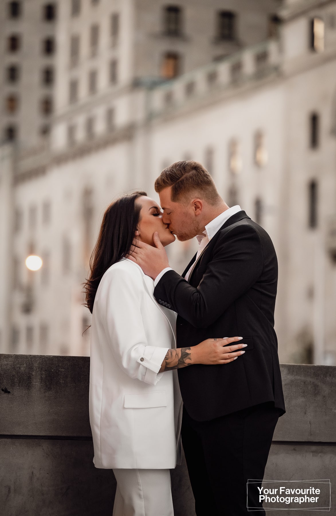 Rob and Sam's engagement photo shoot on the streets of downtown Toronto near Union Station