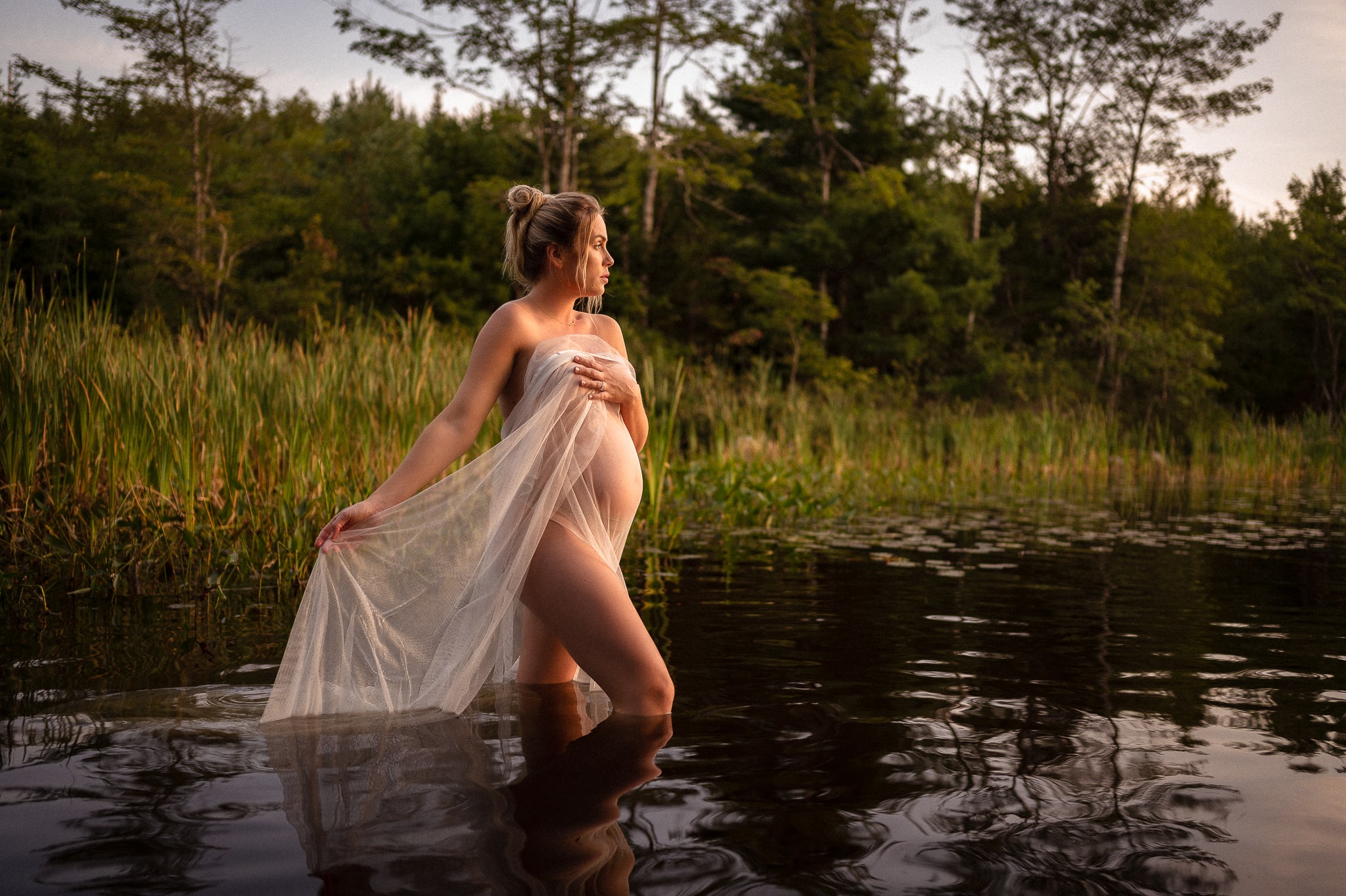 Maternity photo shoot with Leigha at a lake in Halifax