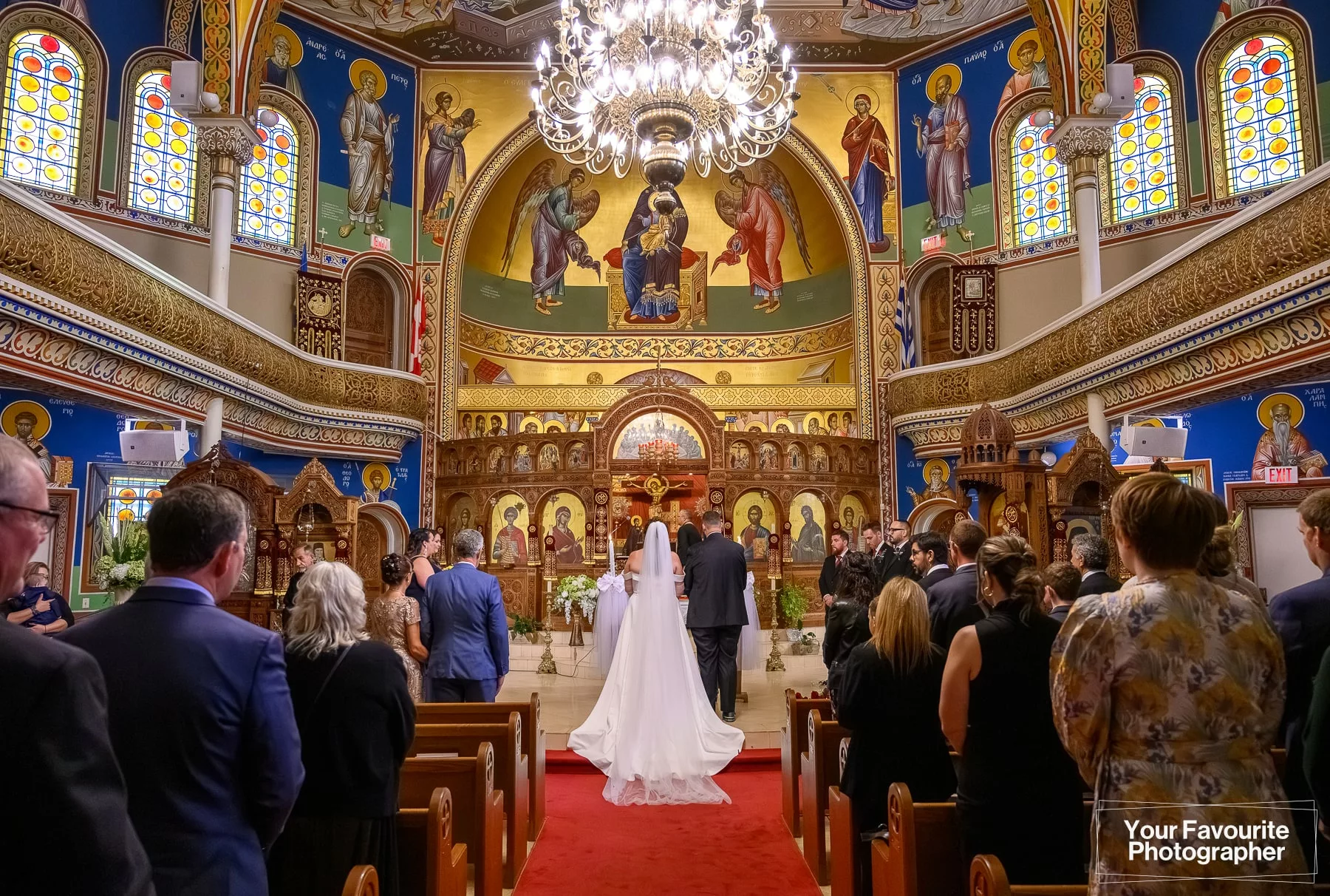 Couple getting married at St. George's Greek Orthodox Church in downtown Toronto
